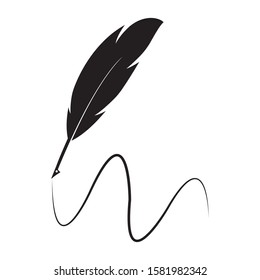 feather pen logo illustration design