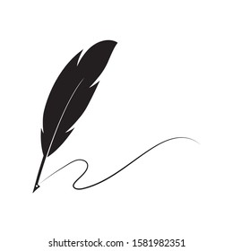 feather pen logo illustration design