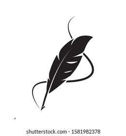 feather pen logo illustration design