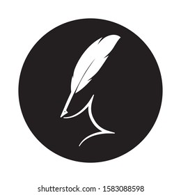feather pen logo illustration design