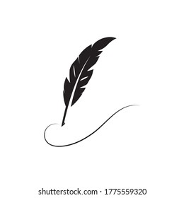 feather pen logo illustration design