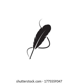 feather pen logo illustration design