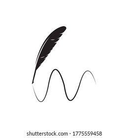 feather pen logo illustration design