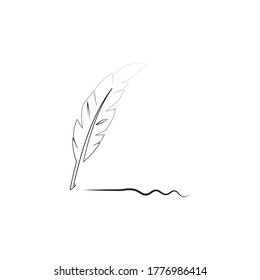 feather pen logo illustration design