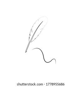 feather pen logo illustration design