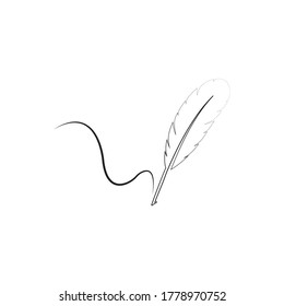 feather pen logo illustration design
