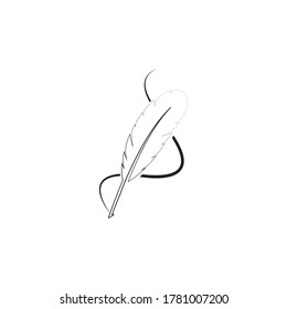 feather pen logo illustration design