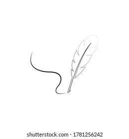feather pen logo illustration design