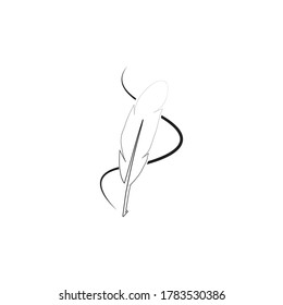 feather pen logo illustration design