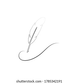 feather pen logo illustration design