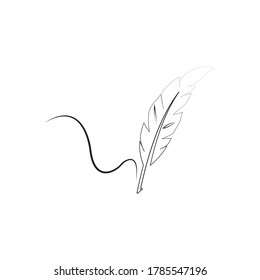 feather pen logo illustration design