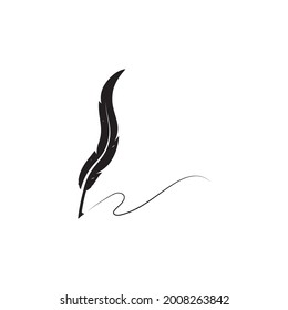 feather pen logo illustration design