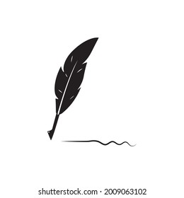 feather pen logo illustration design