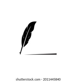 feather pen logo illustration design