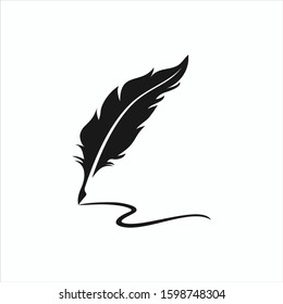 feather pen logo illustration vector design template 