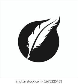 feather pen logo silhouette vector design template premium