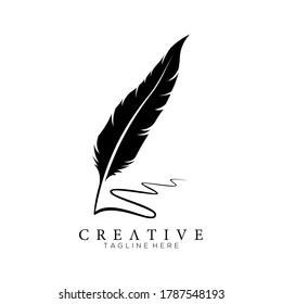 plantilla de diseño de vector de silueta del logotipo de plumas