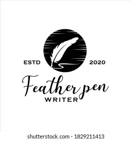 plantilla de diseño clásico de vintage de plumas de plumas de plumas de plumas de silueta vectorial