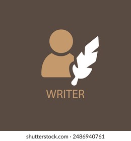 Feather pen logo silhouette vector design template premium