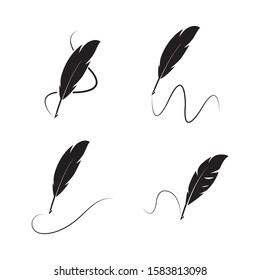 feather pen logo stock illustration design