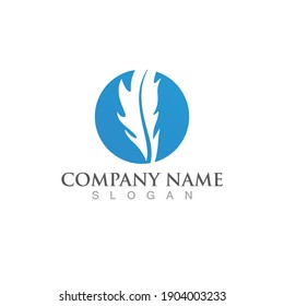 Feather pen logo and symbol vector