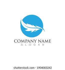 Feather pen logo and symbol vector