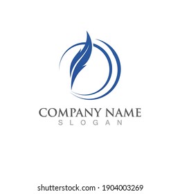Feather pen logo and symbol vector