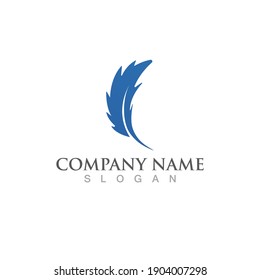 Feather pen logo and symbol vector