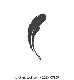 Feather pen logo and symbol vector
