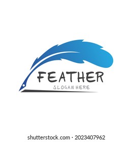 Feather pen logo and symbol vector