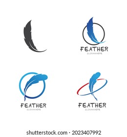 Feather pen logo and symbol vector