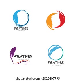 Feather pen logo and symbol vector