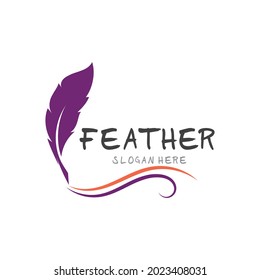 Feather pen logo and symbol vector