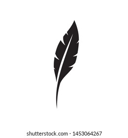 Feather pen logo template. Quill symbol vector design. Isolated nib icon on white background.