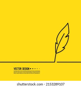 Feather pen logo template. Quill symbol vector design. Isolated nib icon on white background.