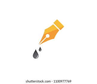 Feather pen Logo template Vector illustration