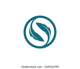 Feather pen Logo template Vector illustration