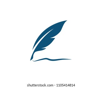 Feather pen Logo template Vector illustration