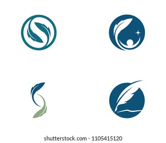 Feather pen Logo template Vector illustration