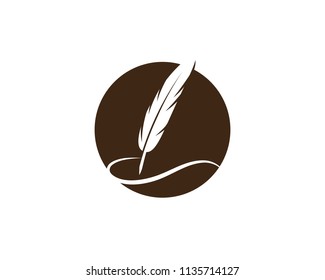 Feather pen Logo template Vector icon illustration