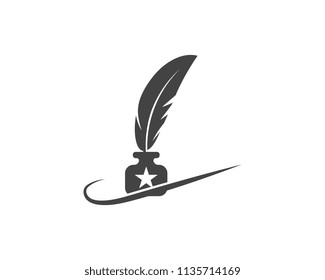 Feather pen Logo template Vector icon illustration