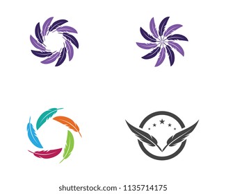 Feather pen Logo template Vector icon illustration