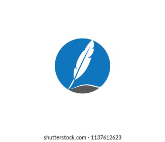 Feather pen Logo template Vector illustration
