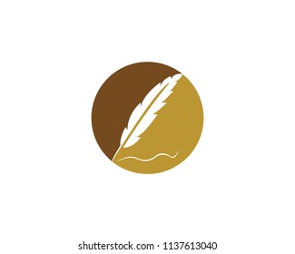 Feather pen Logo template Vector illustration
