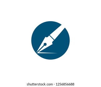 Feather pen Logo template Vector illustration