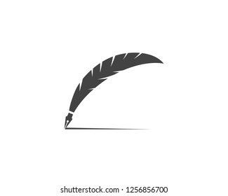 Feather pen Logo template Vector illustration