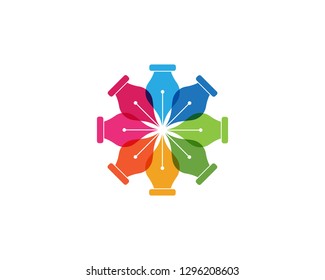 Feather pen Logo template Vector icon illustration