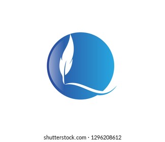 Feather pen Logo template Vector icon illustration