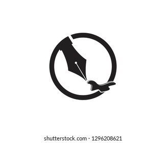 Feather pen Logo template Vector icon illustration