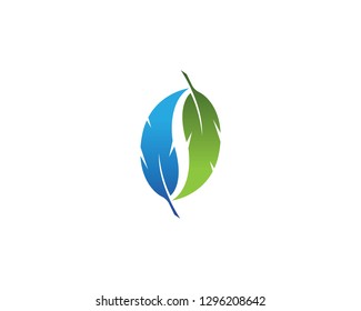 Feather pen Logo template Vector icon illustration